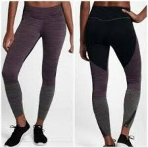 Nike Women's Athletic  Legendary  Colorblocked Dri-FIT Leggings Purple Gray  S